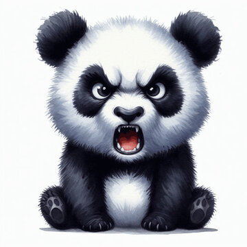 Stormwash Snarl panda angry isolated watercolor vector illustration svg  
