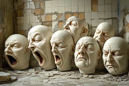 Symptoms of mental illness. Brain fog. Hallucination - due to trauma: abstract image of health condition. Metaphorical trauma emotions of a mental illusion. Surreal concept. Optical illusion.