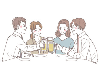 居酒屋で乾杯しているサラリーマンのチーム © 星野スウ