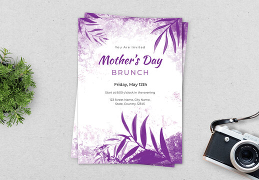 Mother's Day Brunch Invitation Card With Illustration