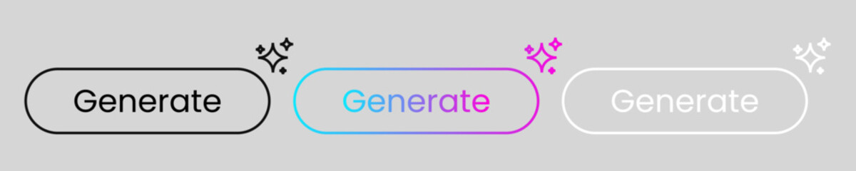 generate button and icon set for the ui design , button, ai, generate image, generate picture, modern design