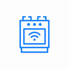 smart oven blue icon sign vector