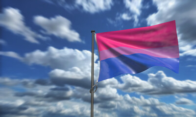 Bisexual Pride Flag pink red violet blue color copy space blue sky cloudy white background wallpaper lgbtq lesbian parade freedom gay human right june july month rainbow transgender pride lgbtq event