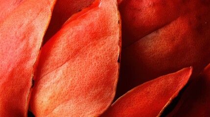 Close-up of vibrant red petals, showing texture and detail.