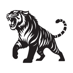 Simplified tiger silhouette vector for professional branding applications – tiger silhouette – tiger vector – tiger illustration – silhouette of tiger

