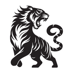 Simplified tiger silhouette vector ideal for minimalistic design projects – tiger silhouette – tiger vector – tiger illustration – silhouette of tiger

