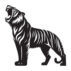 Refined tiger silhouette vector perfect for professional brand visuals – tiger silhouette – tiger vector – tiger illustration – silhouette of tiger

