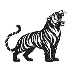 Dynamic tiger silhouette vector ideal for striking branding elements – tiger silhouette – tiger vector – tiger illustration – silhouette of tiger

