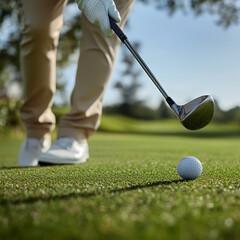 golfer putting a ball into the hole