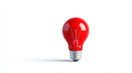 Red Light Bulb on White Background