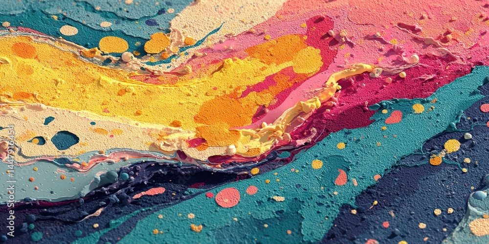 Poster colorful abstract paint splash showcasing vibrant hues and dynamic patterns in a creative art settin