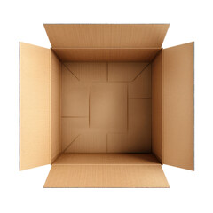 Looking into an empty cardboard box, 100% transparent background