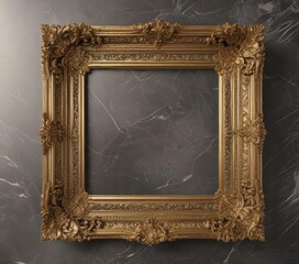 Intricate gold frame, ornate engravings, polished marble background,  aesthetic,  detail
