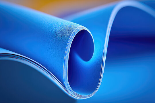 The Flowing Elegance of a Blue Fabric in Abstract Curvilinear Form