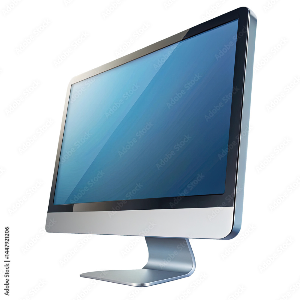 Poster modern computer monitor display with clean lines and sleek design perspective