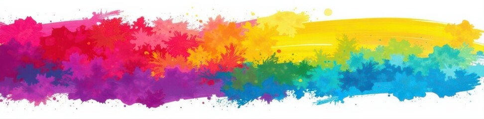 Bold rainbow brushstrokes blend seamlessly on white , gradient, freedom, abstract