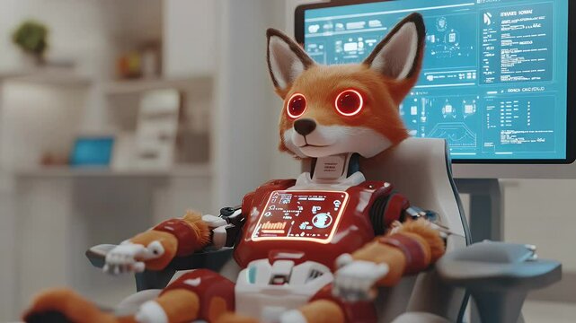 Fox robot in modern office
