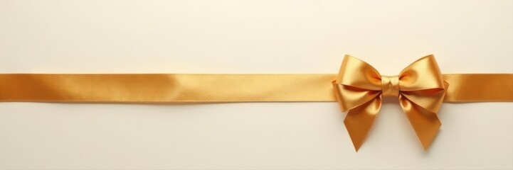 Fototapeta premium Elegant gold bows with horizontal ribbon, perfect for festive design , illustration, xmas, holiday