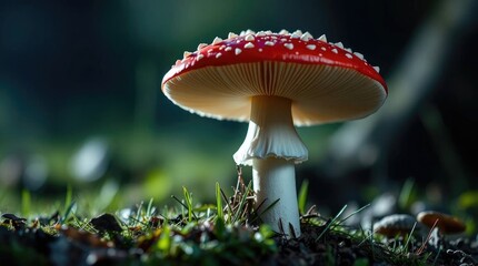 Fototapeta premium Enchanted Amanita Muscaria: A Mystical Forest Mushroom