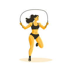 A dynamic figure jumping rope in a minimalistic style.
