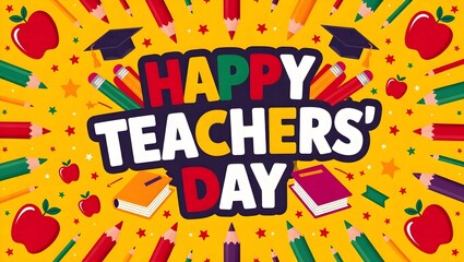 Fototapeta premium A vibrant and cheerful graphic design celebrating Teacher's Day.