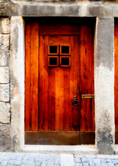 old wooden door in old town