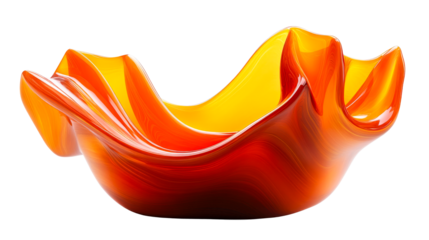 Elegant orange and yellow flowing sculptural piece studio capture cut out transparent