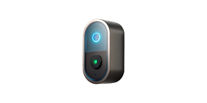 Modern smart home device with glowing blue and green indicators isolated