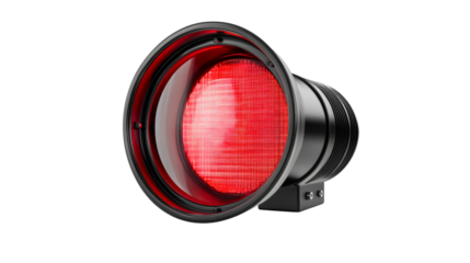 Illuminated red strobe light, alarm system component. cut out transparent