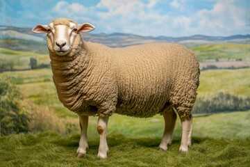 Obraz premium Standing Sheep in a Field