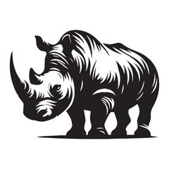 Clean-edged rhinoceros silhouette vector ideal for sharp digital visuals – rhinoceros silhouette – rhinoceros vector – rhinoceros illustration – silhouette of rhinoceros

