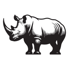 Obraz premium Sleek rhinoceros silhouette vector tailored for creative artwork – rhinoceros silhouette – rhinoceros vector – rhinoceros illustration – silhouette of rhinoceros
