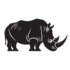 Minimalist rhinoceros silhouette vector ideal for sleek brand visuals – rhinoceros silhouette – rhinoceros vector – rhinoceros illustration – silhouette of rhinoceros

