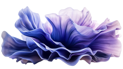Abstract floral design with flowing texture and wavy structure. cut out transparent