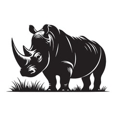 Obraz premium Refined rhinoceros silhouette vector for high-impact creative visuals – rhinoceros silhouette – rhinoceros vector – rhinoceros illustration – silhouette of rhinoceros