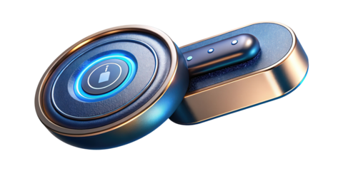 Futuristic technological device with glowing elements and a sleek metallic design