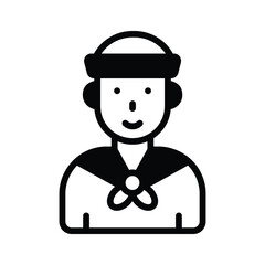 Sailor icon designed in glyph style, ready for premium use