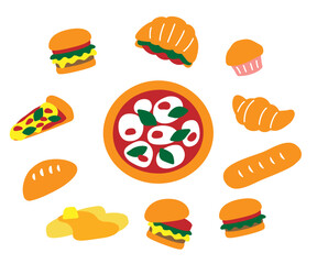 ピザとパンのセット