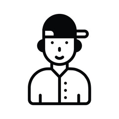 Easy to edit glyph icon showing teenager boy avatar