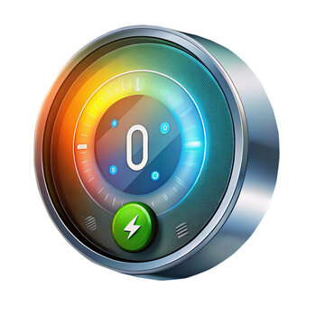 Sleek Futuristic Control Panel with a Bright Display Showing Zero Value