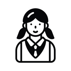 Ready to use glyph style icon showing school girl