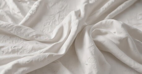 Wrinkled white cotton fabric, subtly faded  Vintage texture , design, smooth