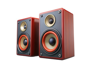 Studio monitor speakers with wooden finish cabinets for home audio entertainment