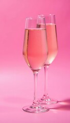 Cool sunglasses, champagne glass; pink isolated background , background, pose