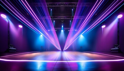 Neon Stage Lighting Design Purple, Blue Laser Show Venue