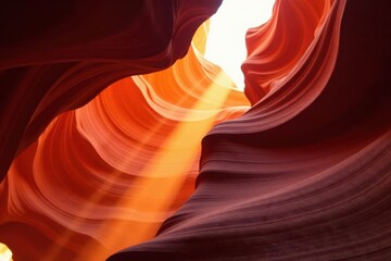 Obraz premium Sun's rays paint Antelope Canyon in hues of gold and red, USA, powerful