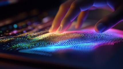 Finger touching data visualization graphic