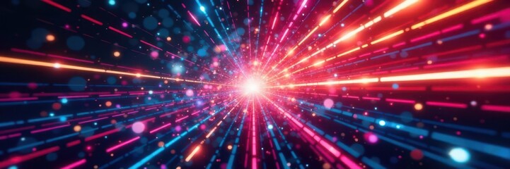 Obraz premium Colorful festive explosion with dynamic speed lines , radial, abstract, zoom
