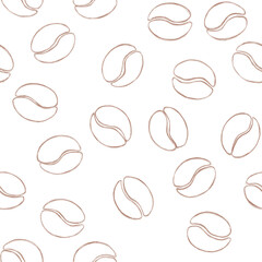 Pencil sketch  Seamless Coffee beans Pattern