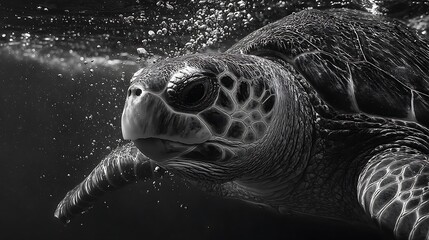 Underwater close-up of a sea turtle
